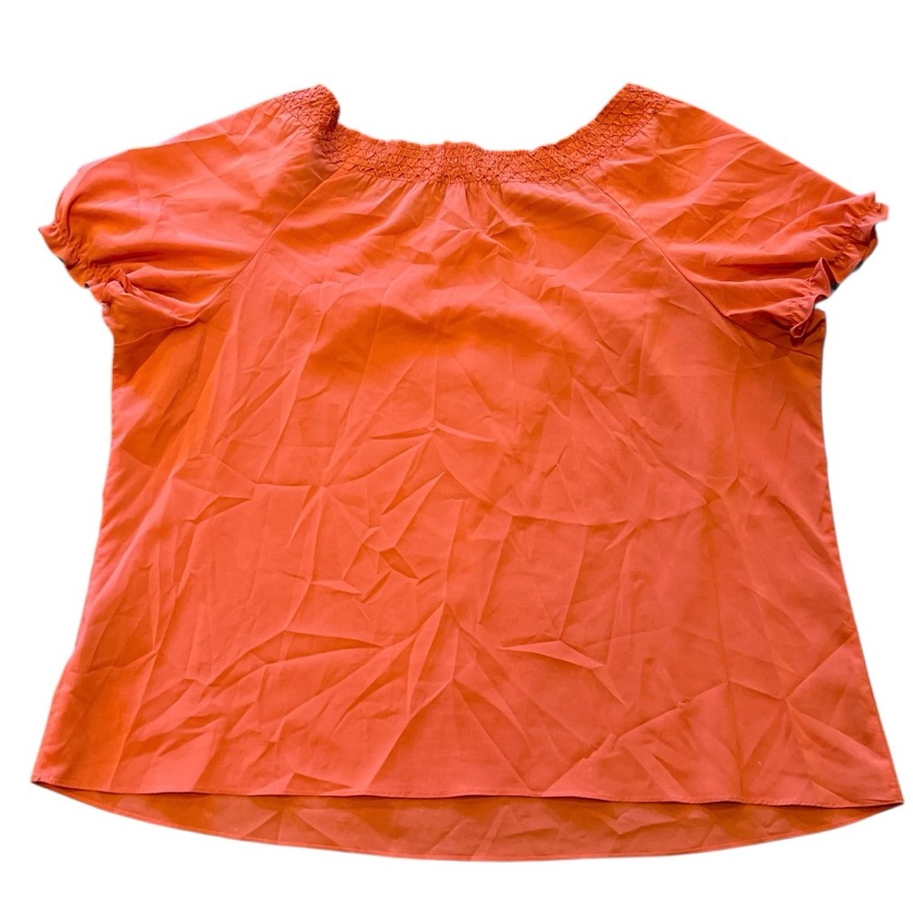 Avenue Women's Burnt Orange Blouse with Decorative Neckline Size 22/24 - Picture 5 of 9